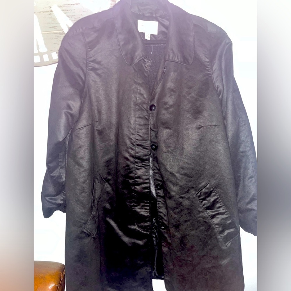Appleseeds knee length black lined coat size 2X